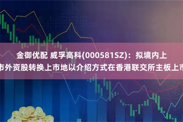 金御优配 威孚高科(000581SZ)：拟境内上市外资股转换上市地以介绍方式在香港联交所主板上市